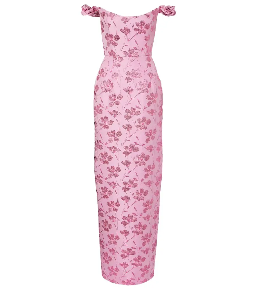 Markarian Yolanda floral off-shoulder brocade gown
