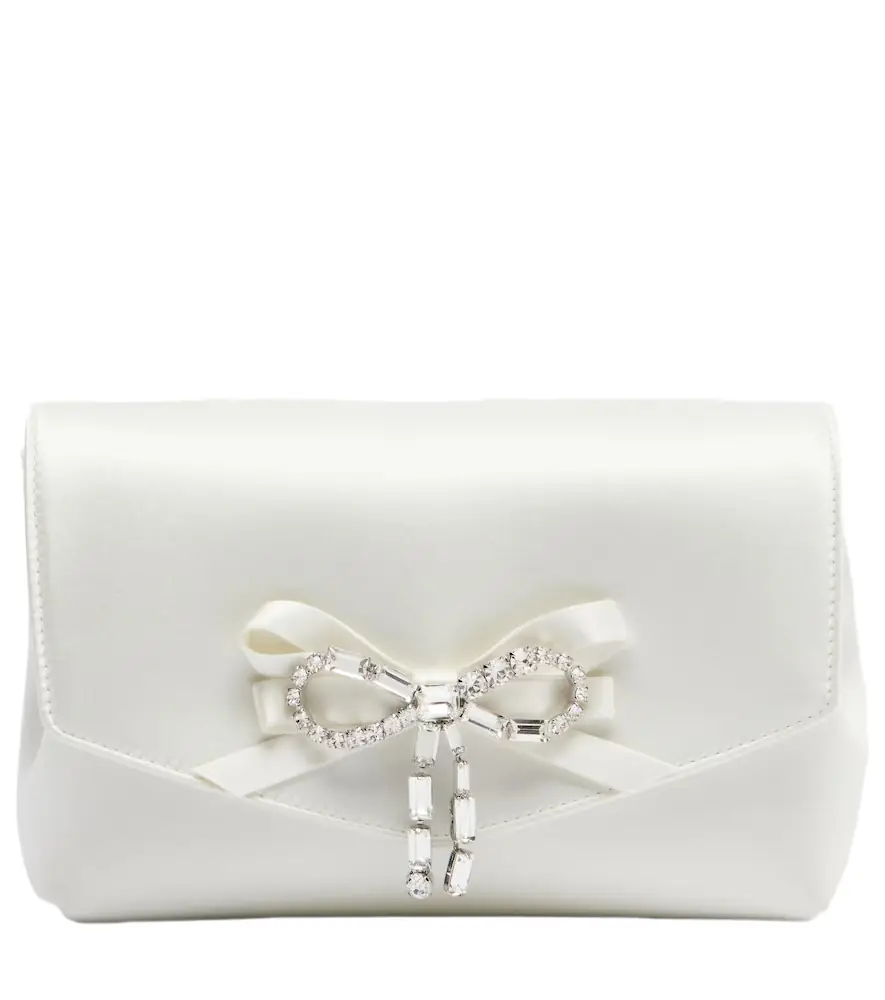 Jimmy Choo Soft Bow Mini embellished satin clutch