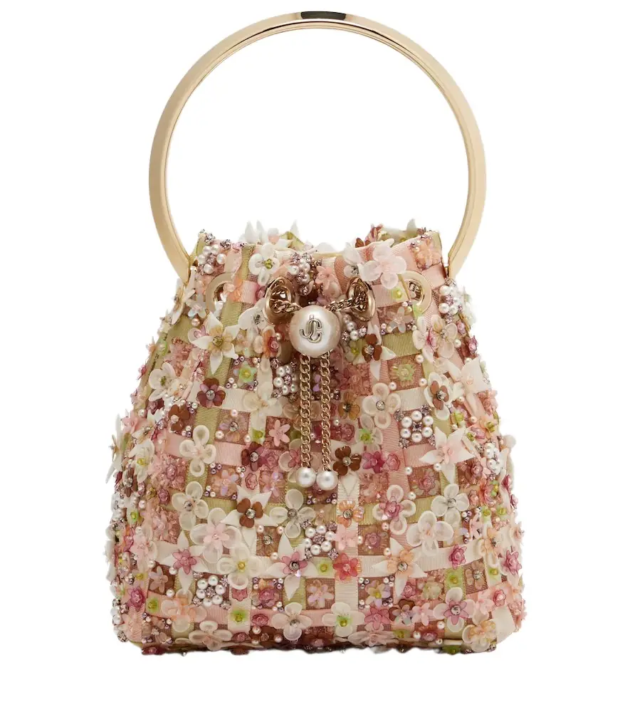 Jimmy Choo Bon Bon floral embellished bucket bag