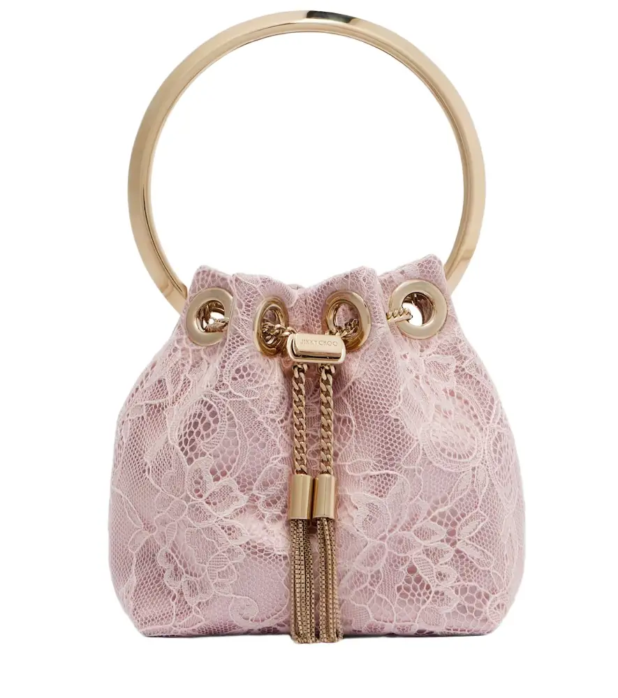 Jimmy Choo Bon Bon Micro satin and lace bucket bag