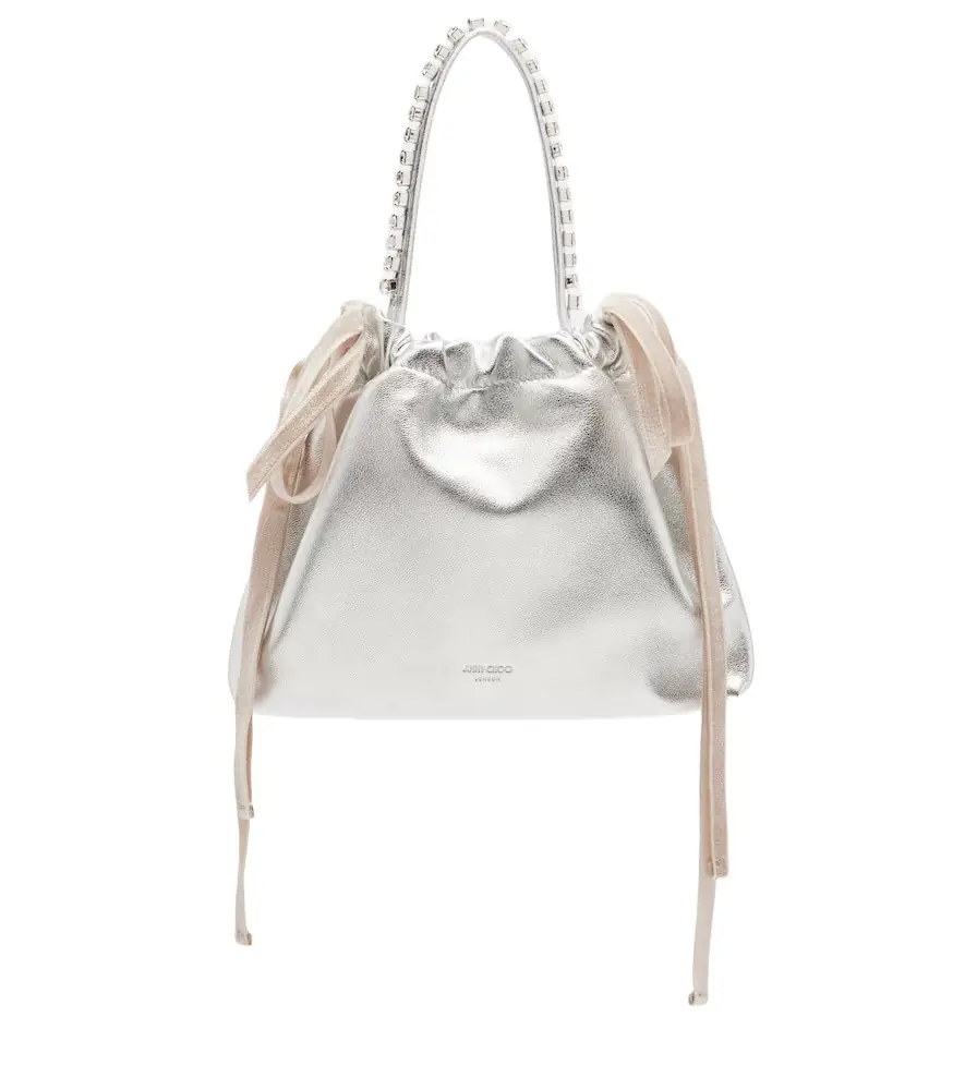 Jimmy Choo Drawstring Mini embellished leather shoulder bag