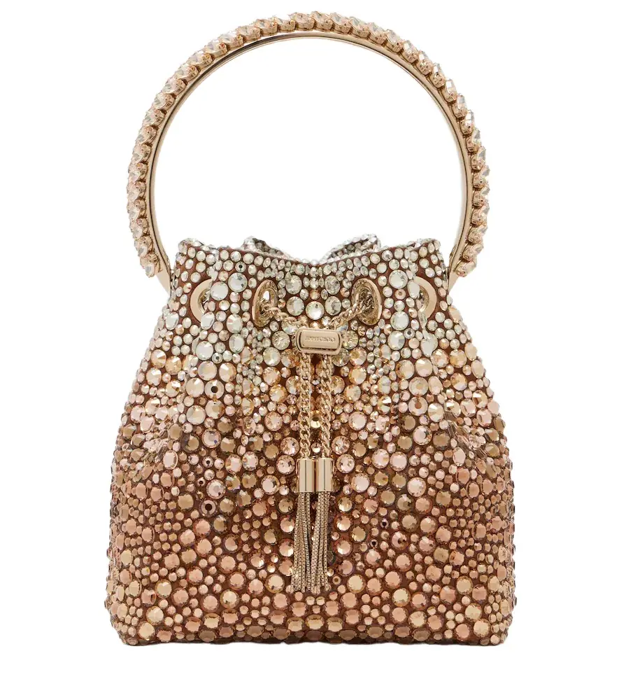 Jimmy Choo Bon Bon embellished satin bucket bag