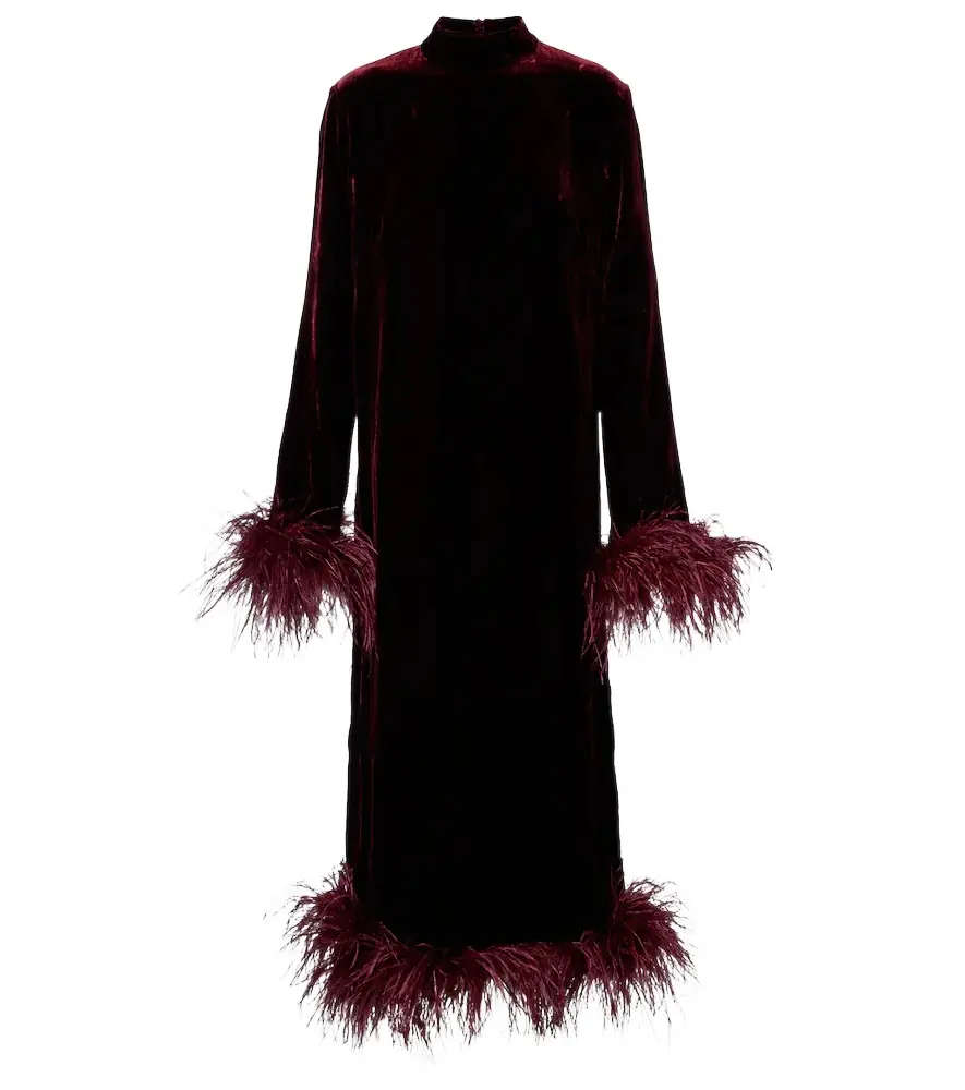 Taller Marmo Gina Venti feather-trimmed midi dress