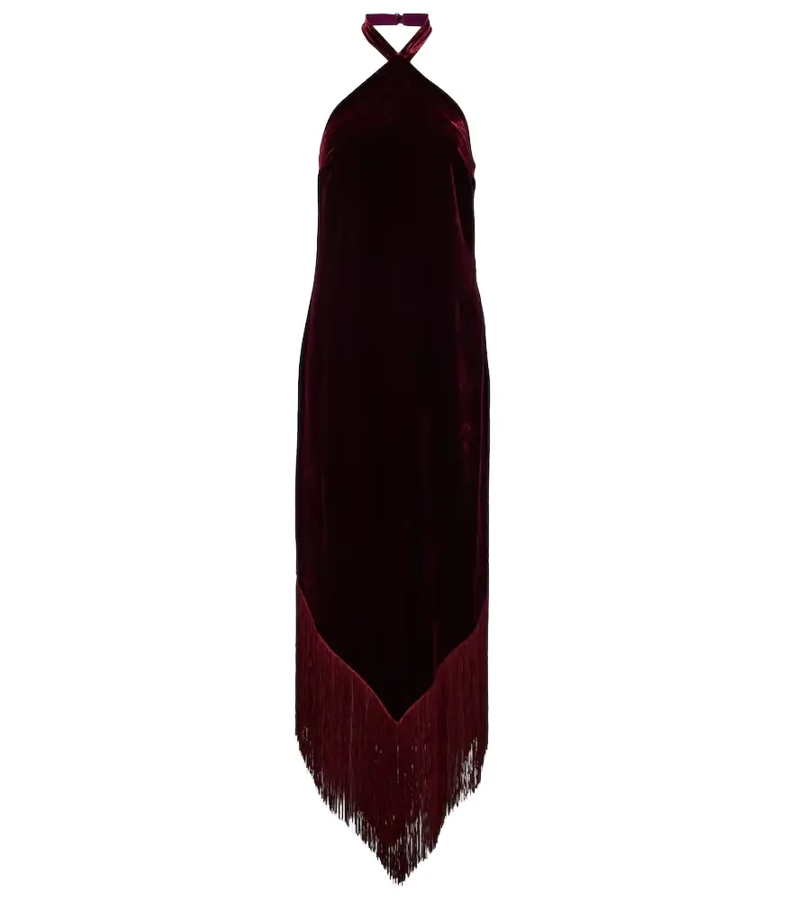 Taller Marmo Nina fringed velvet maxi dress