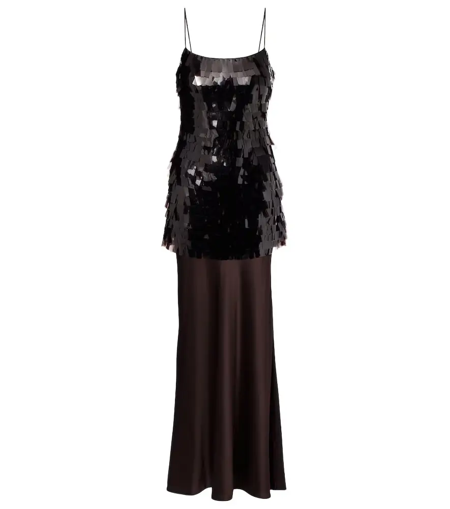 Staud Mesa sequined satin gown