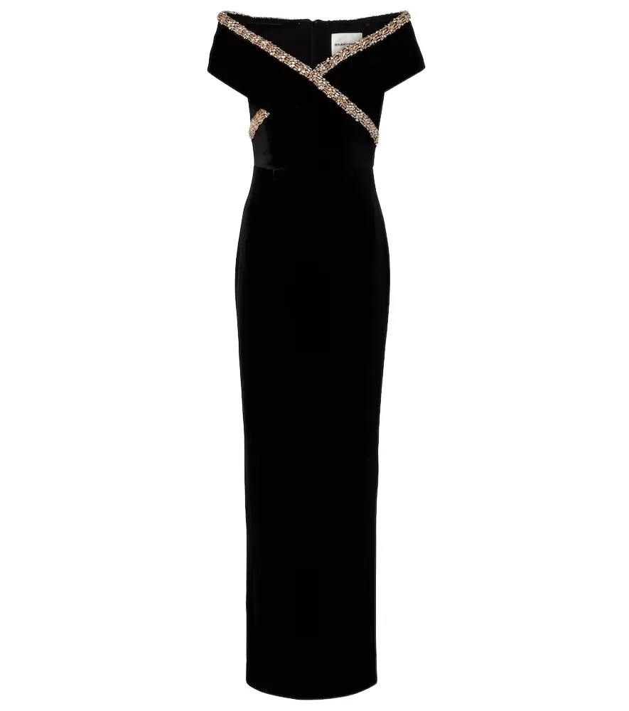 Roland Mouret Embellished velvet gown