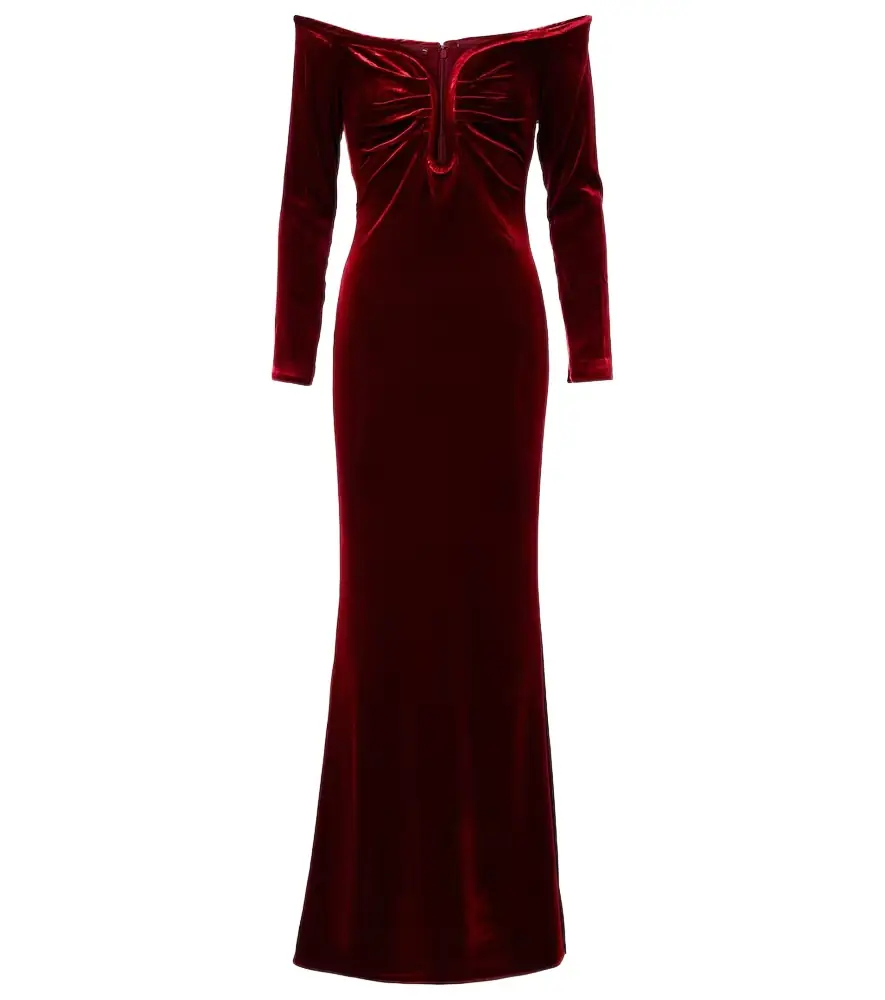 Roland Mouret Off-shoulder velvet gown