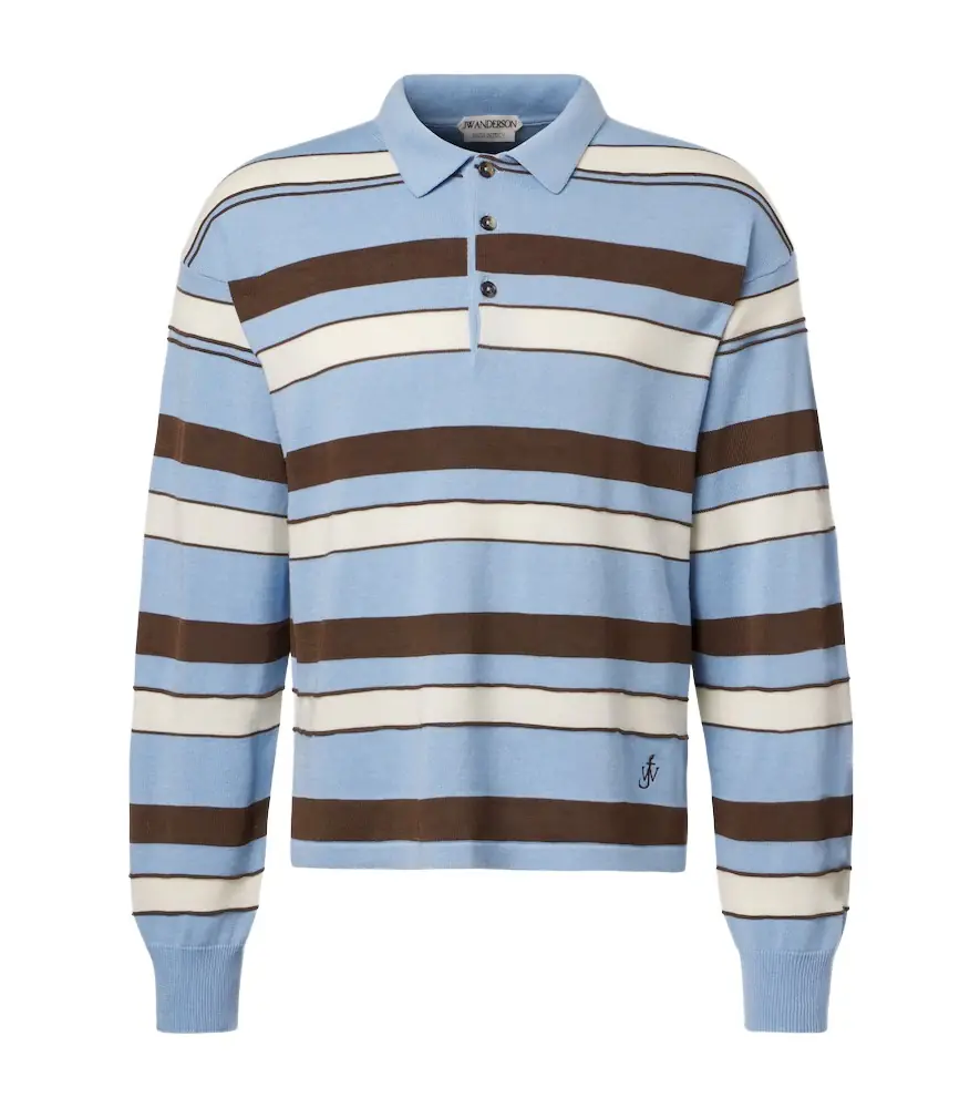 JW Anderson Striped cotton and wool-blend polo shirt