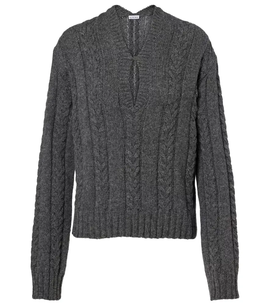 Loewe Cable-knit wool mouliné sweater