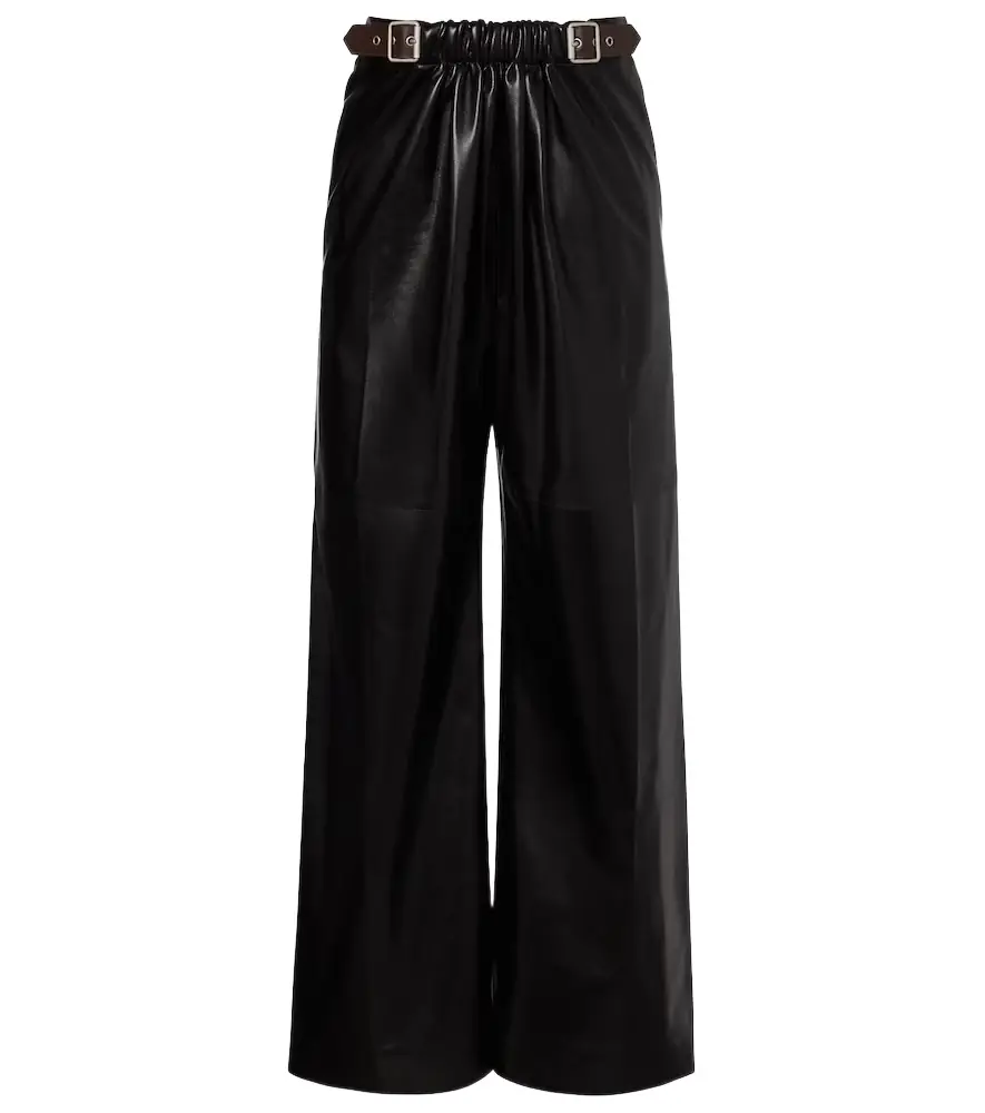 Loewe Gathered leather wide-leg pants