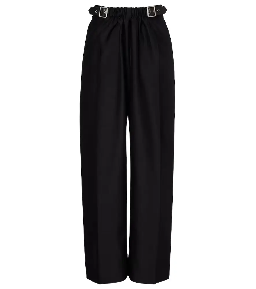 Loewe Gathered wool and silk wide-leg pants