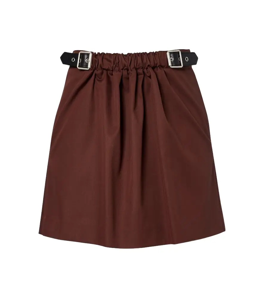 Loewe Belted cotton and silk twill miniskirt