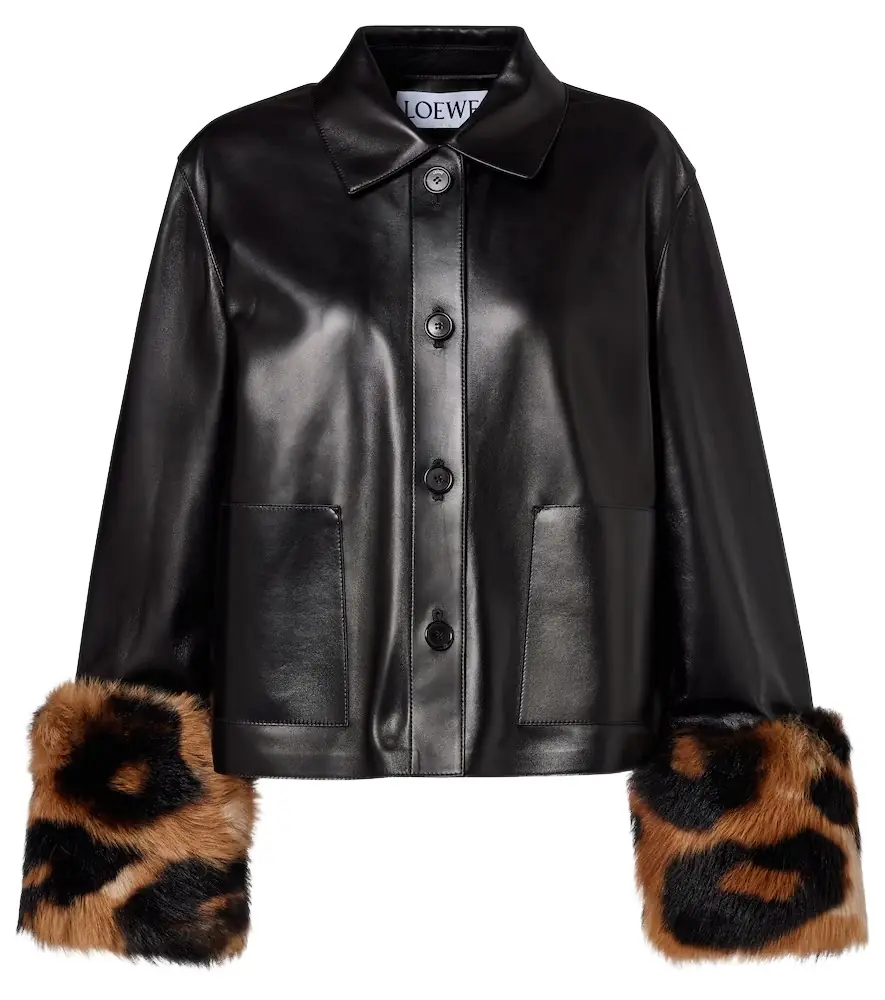 Loewe Shearling-trimmed leather jacket