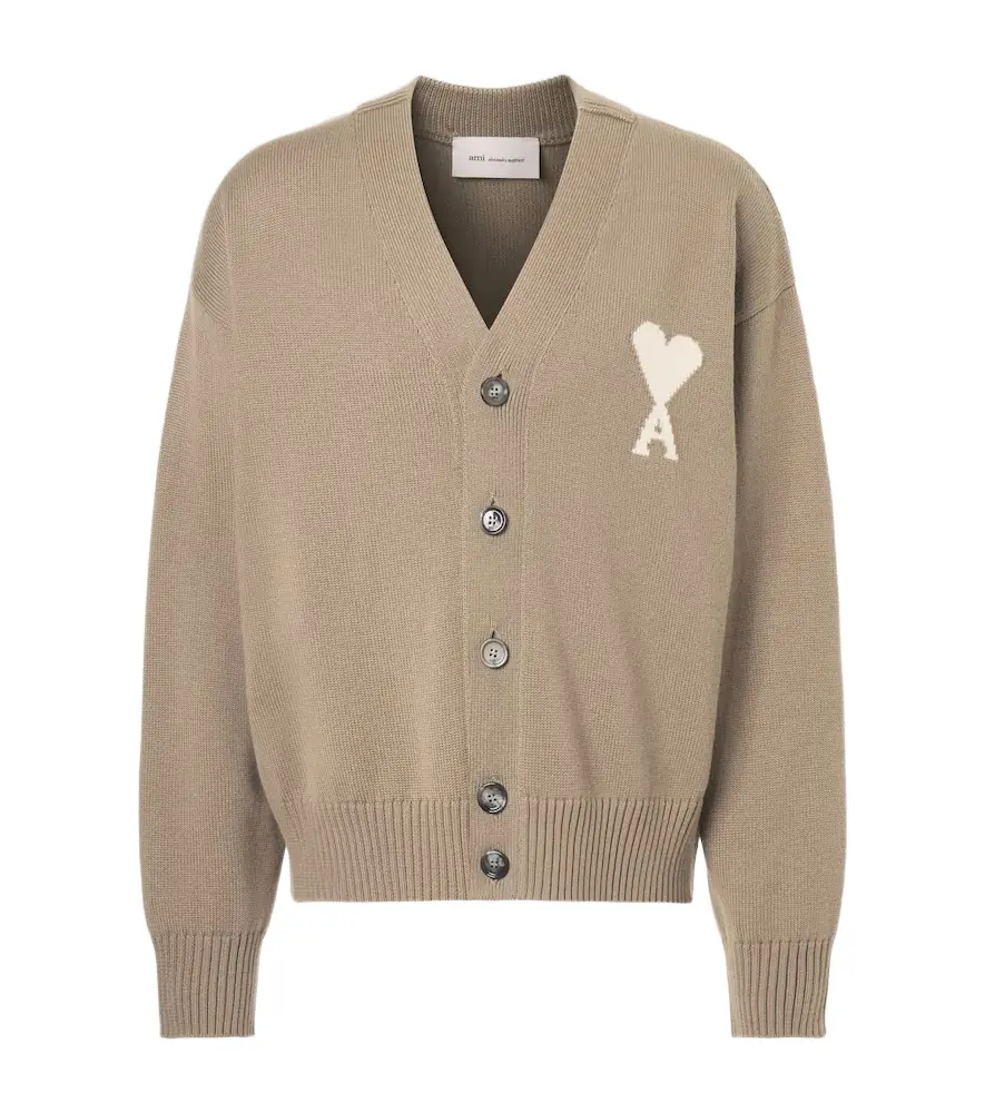 Ami Paris Ami de Caur wool and cotton cardigan
