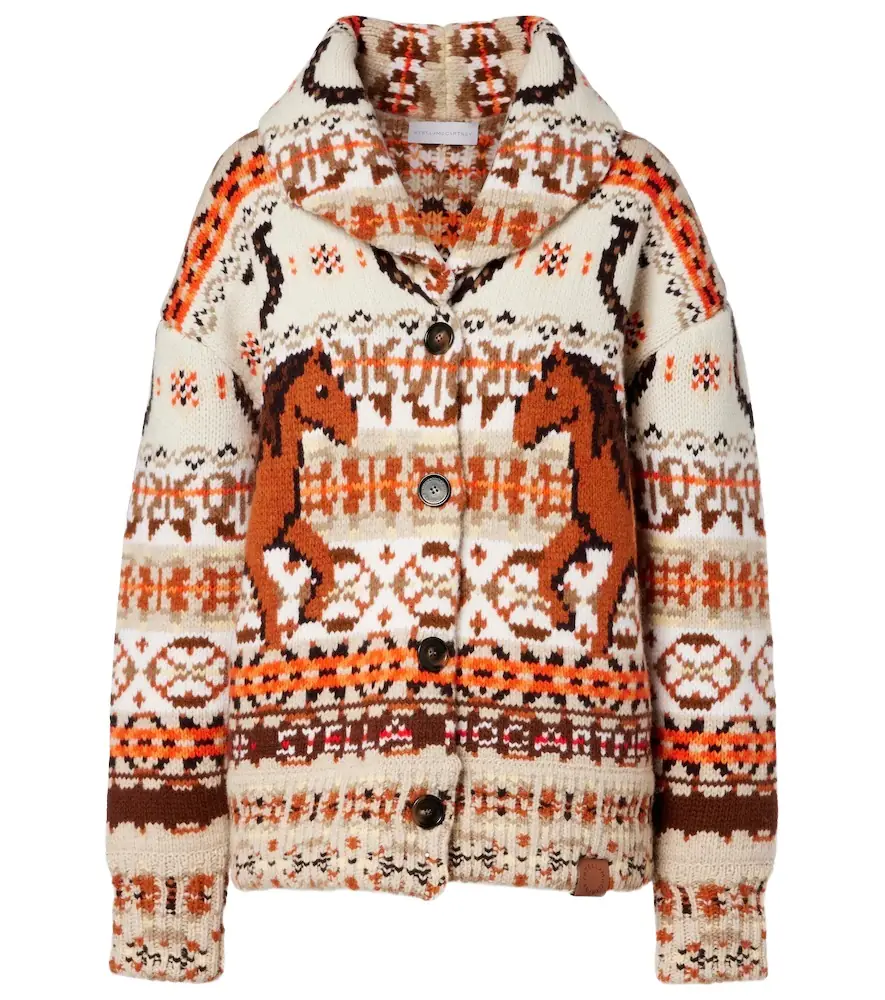 Stella McCartney Intarsia oversized virgin wool cardigan