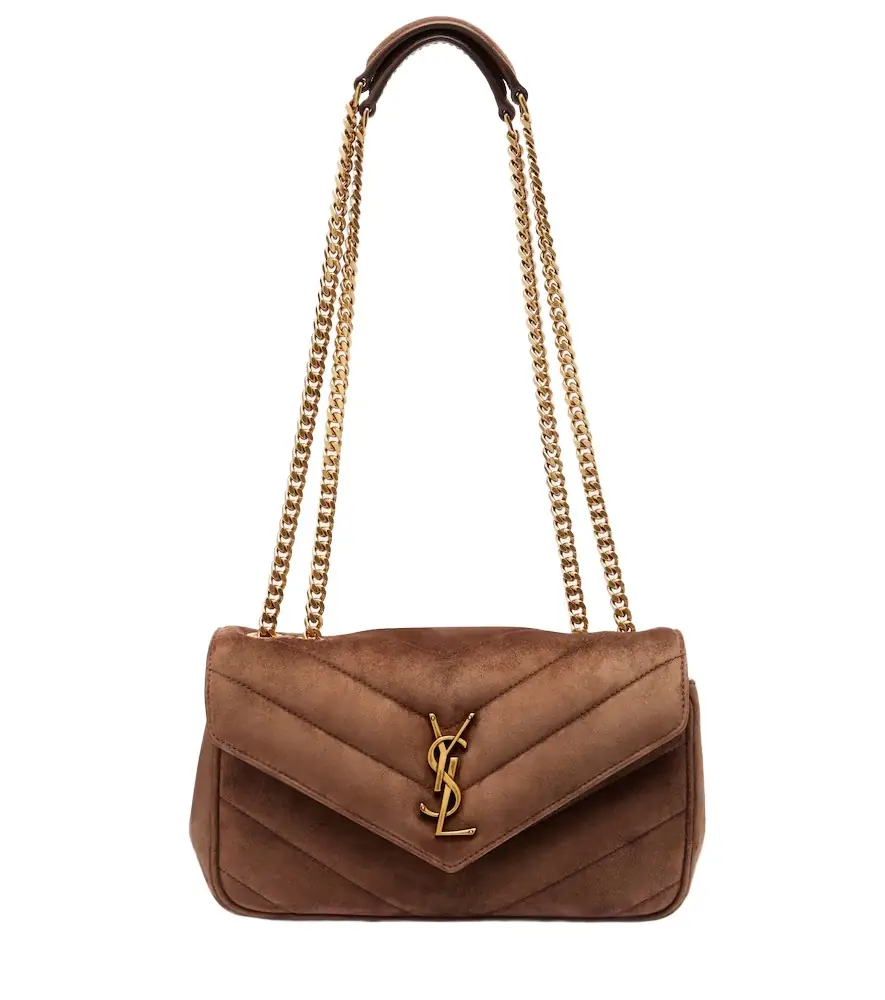Saint Laurent Loulou Small matelassé suede shoulder bag