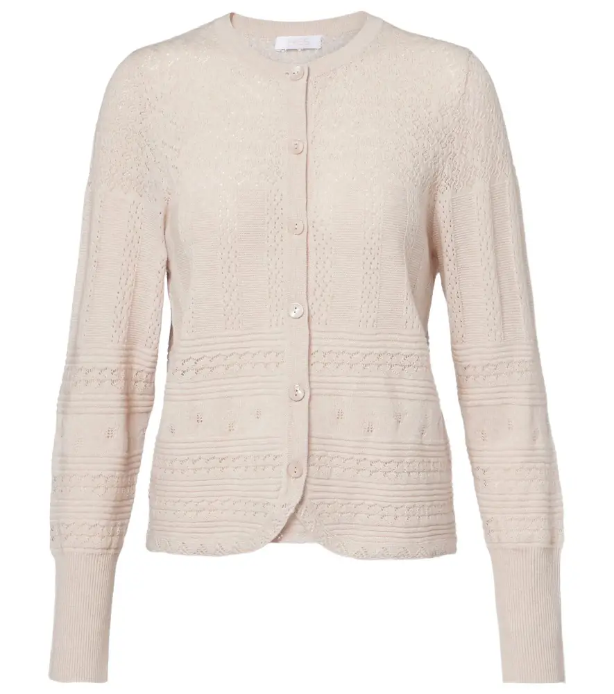 Eres Trio pointelle wool and cashmere cardigan