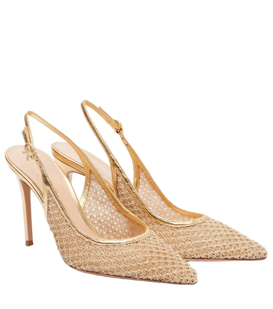 Gianvito Rossi Nikki leather-trimmed slingback pumps