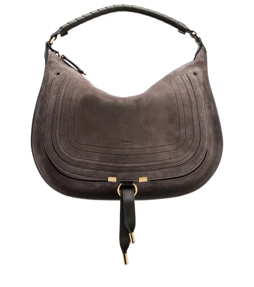 Chloe Chloé Marcie leather-trimmed suede shoulder bag