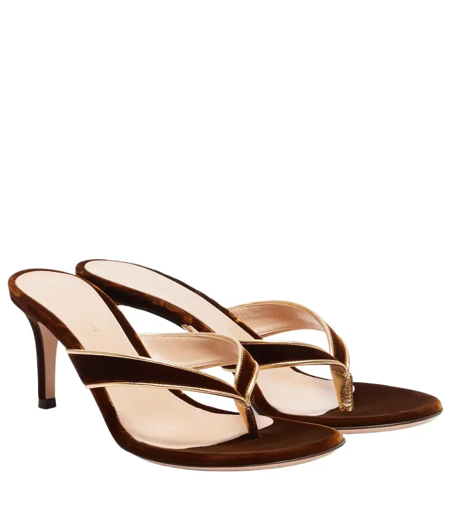 Gianvito Rossi Calypso 70 velvet thong sandals - Women's Shoes