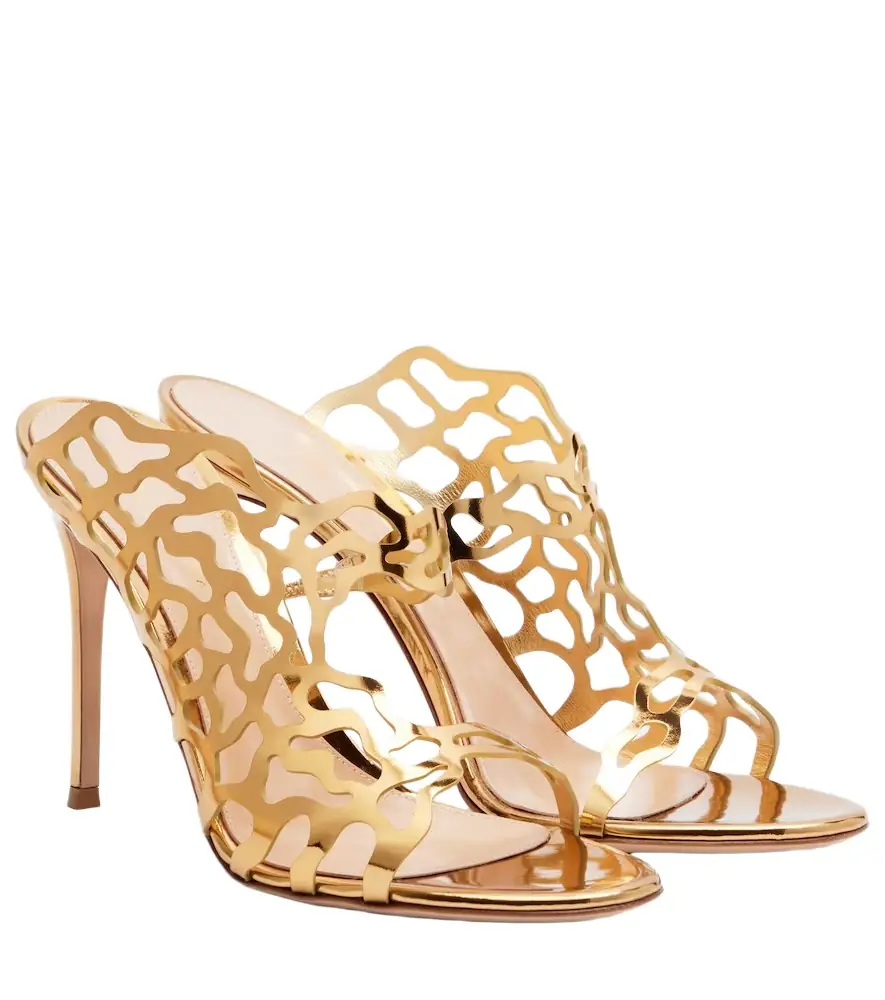 Gianvito Rossi Metallic leather mules