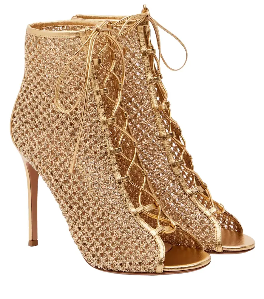 Gianvito Rossi 105 metallic leather-trimmed sandals