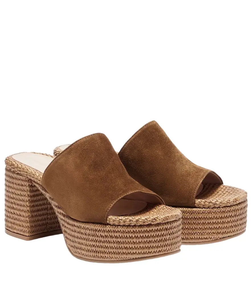 Gianvito Rossi Suede platform espadrille mules