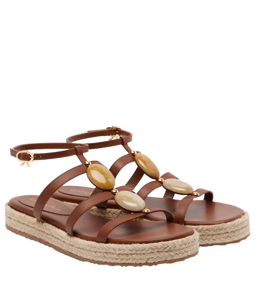 Gianvito Rossi Embellished leather espadrille sandals