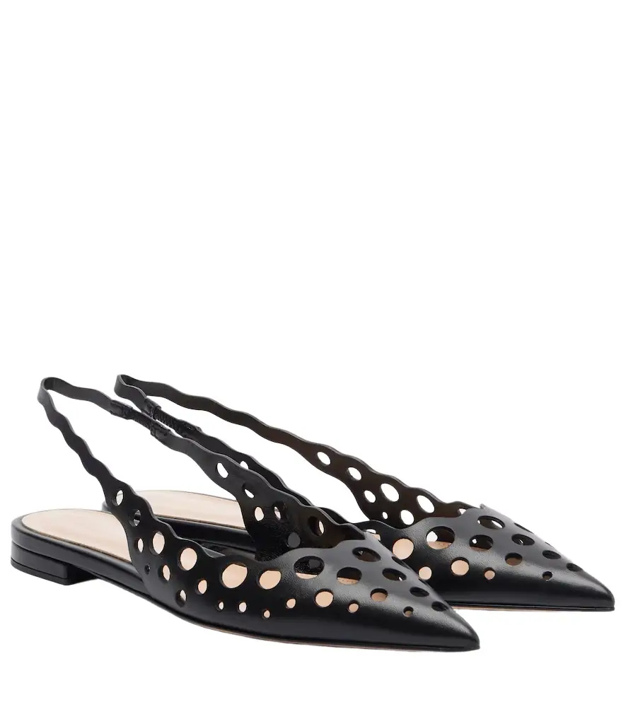 Gianvito Rossi Cutout leather slingback flats
