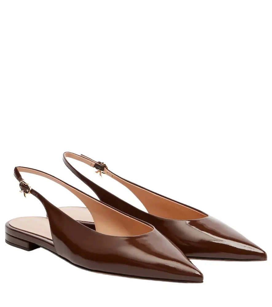 Gianvito Rossi Patent leather slingback flats