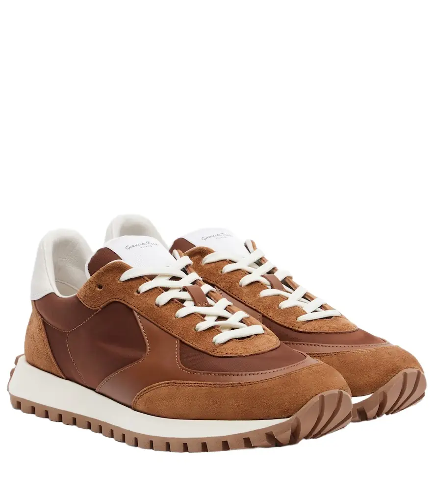 Gianvito Rossi Gravel leather and suede sneakers