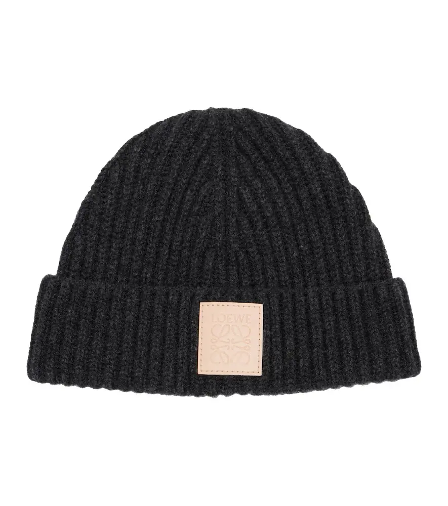 Loewe Anagram ribbed-knit cashmere beanie