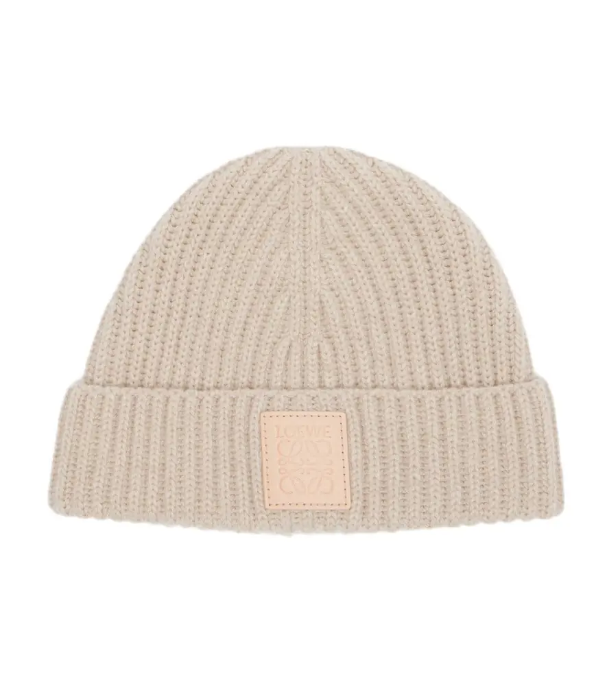 Loewe Anagram ribbed-knit cashmere beanie