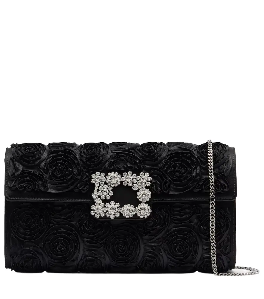 Roger Vivier Efflorescence embellished satin clutch