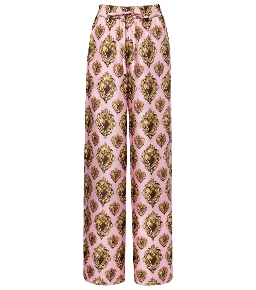 Dolce & Gabbana Printed high-rise silk palazzo pants