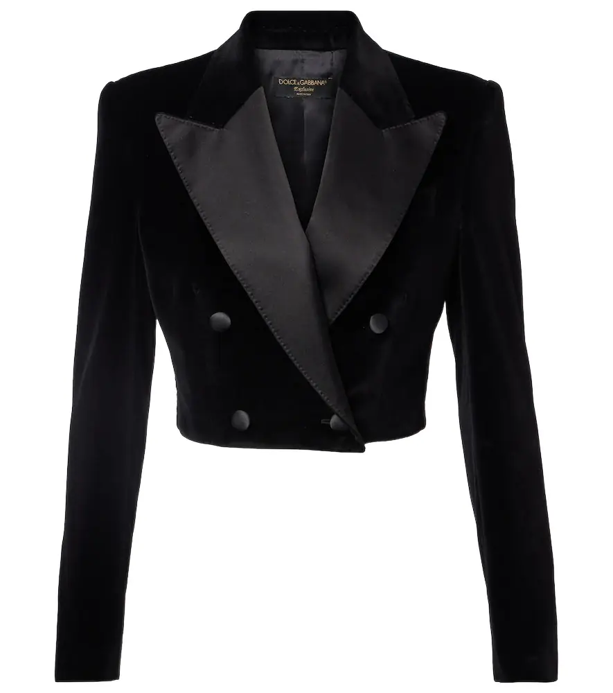 Dolce & Gabbana Cropped cotton-blend velvet blazer
