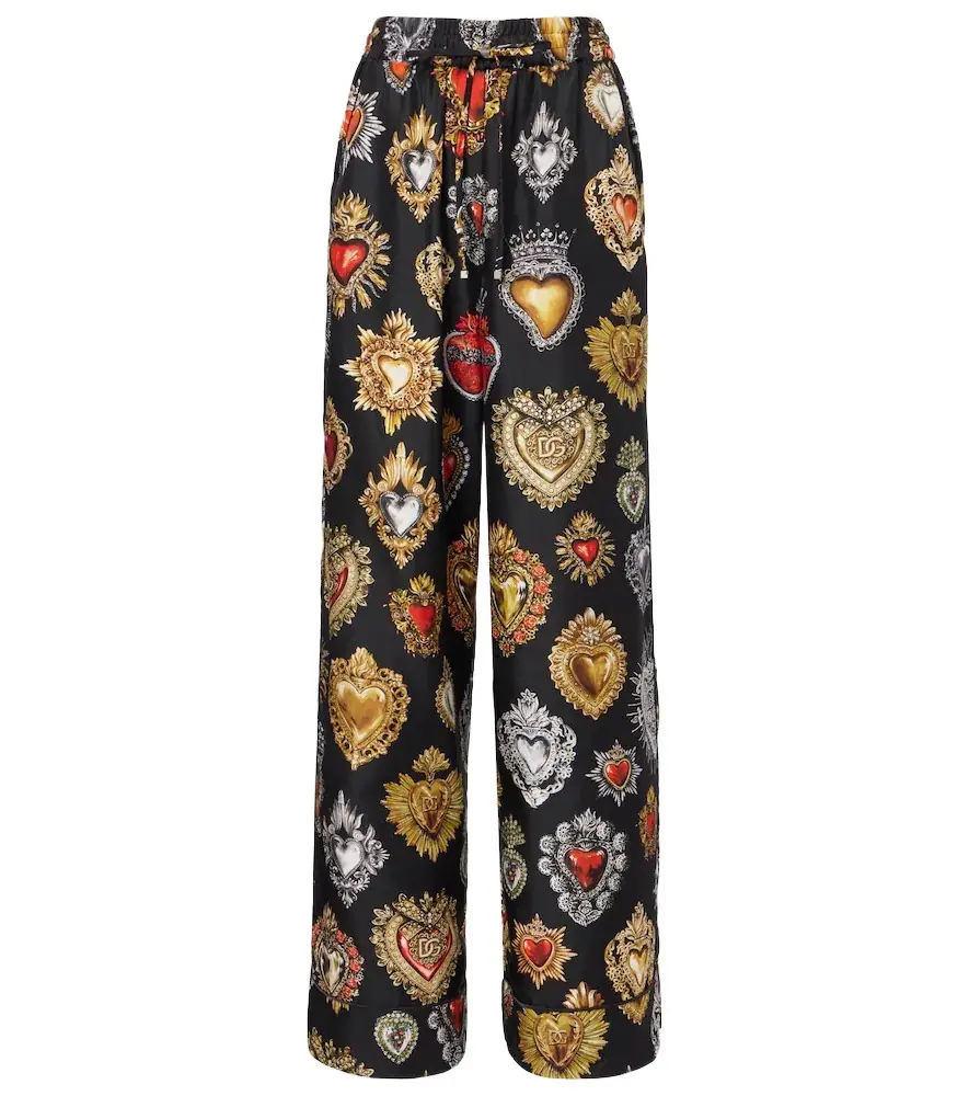 Dolce & Gabbana Devotion silk twill palazzo pants
