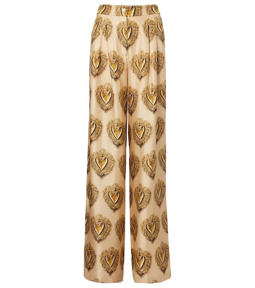 Dolce & Gabbana Printed high-rise silk palazzo pants