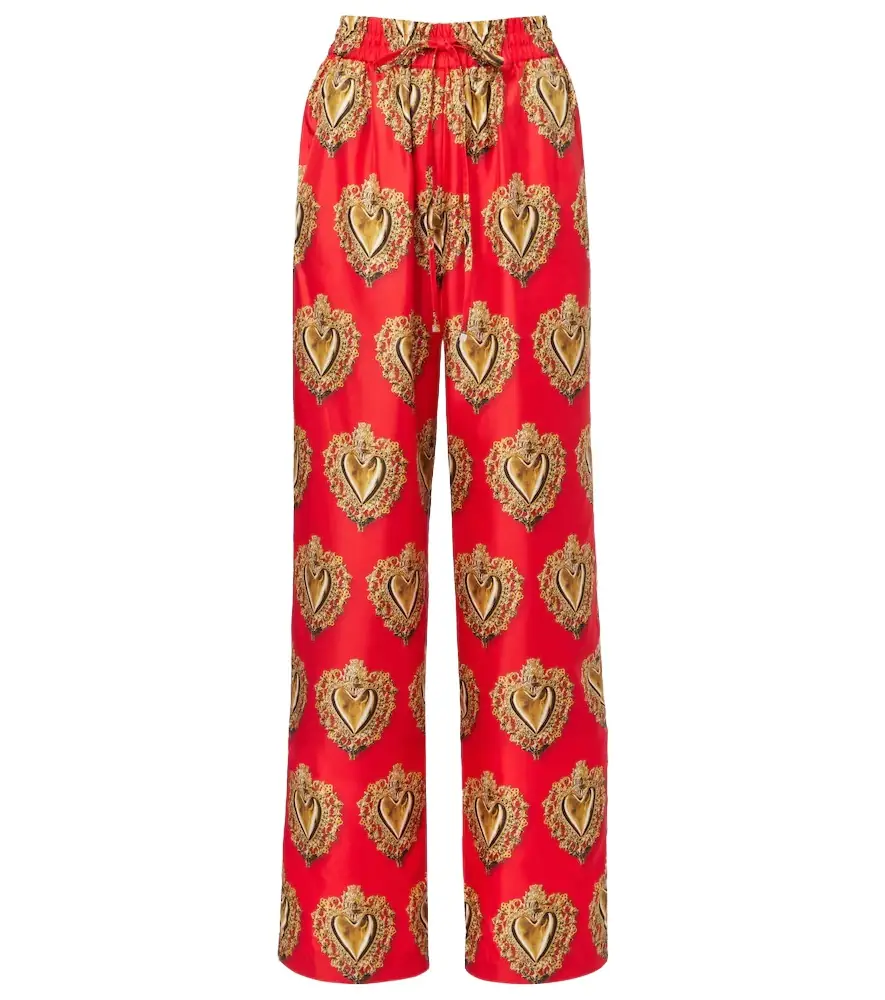 Dolce & Gabbana Printed high-rise silk palazzo pants