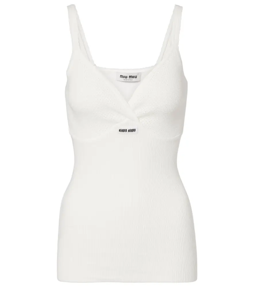 Miu Miu Lace-trimmed cotton top
