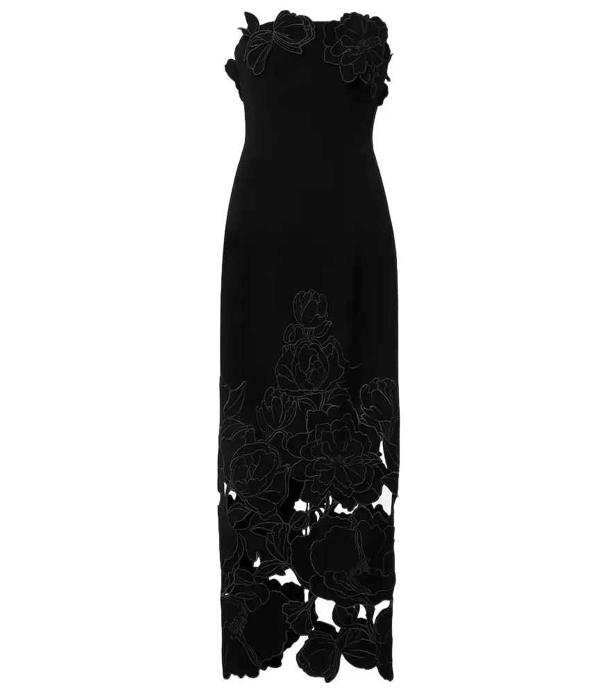 Leo Lin Rayna floral-appliqué midi dress