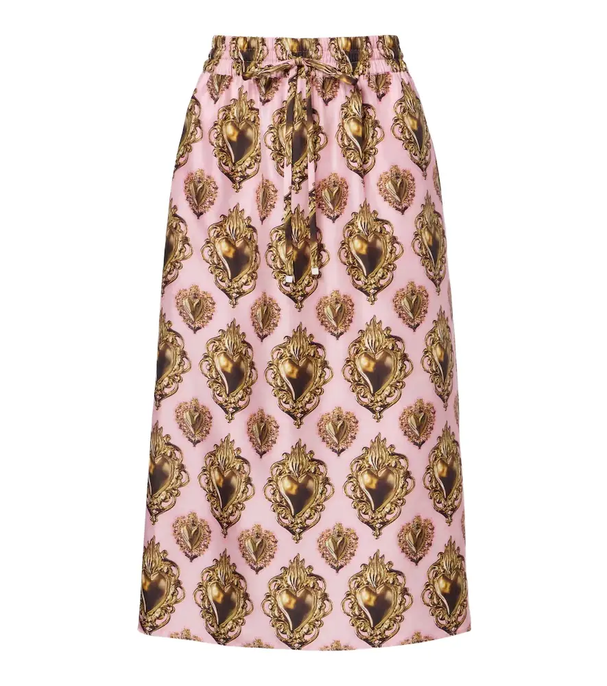 Dolce & Gabbana Printed silk midi skirt
