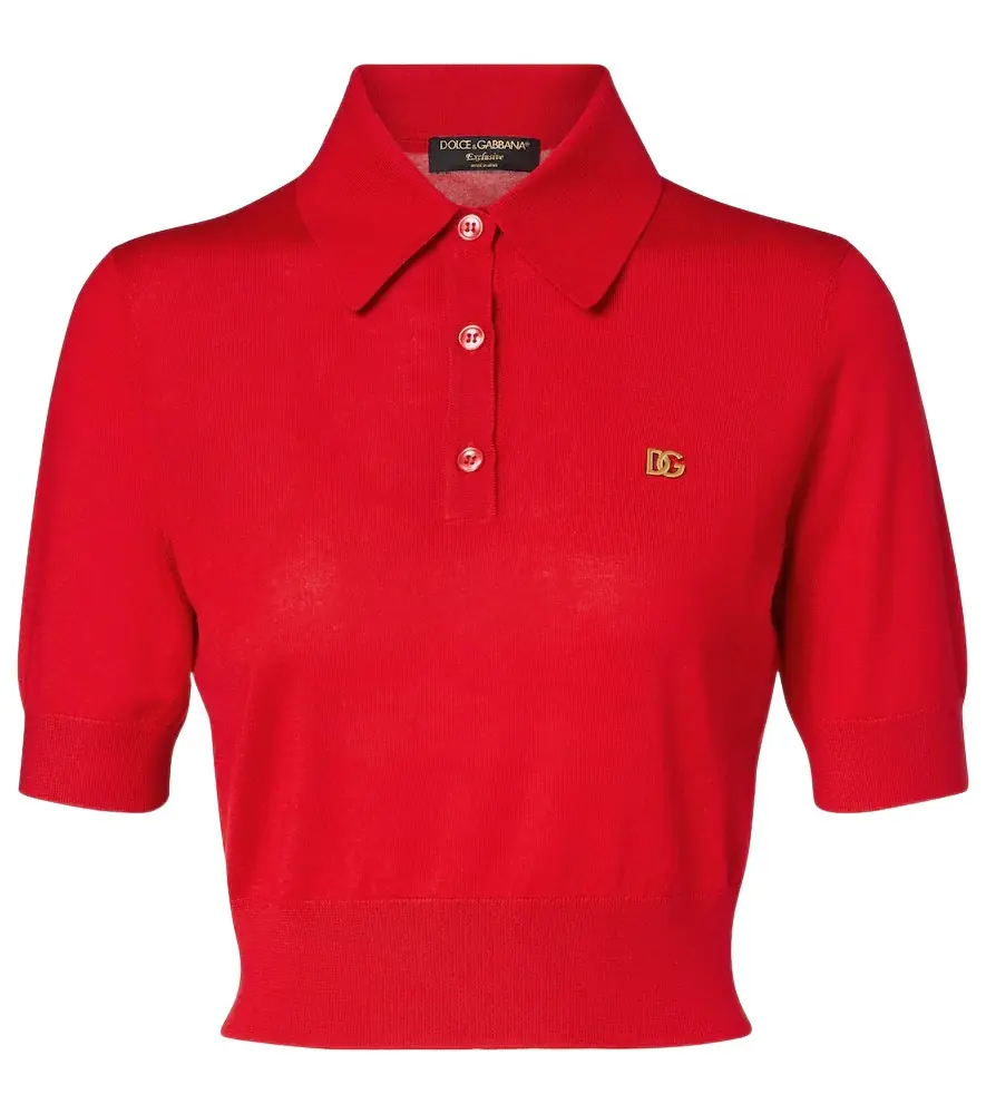 Dolce & Gabbana Knitted cashmere and silk polo shirt