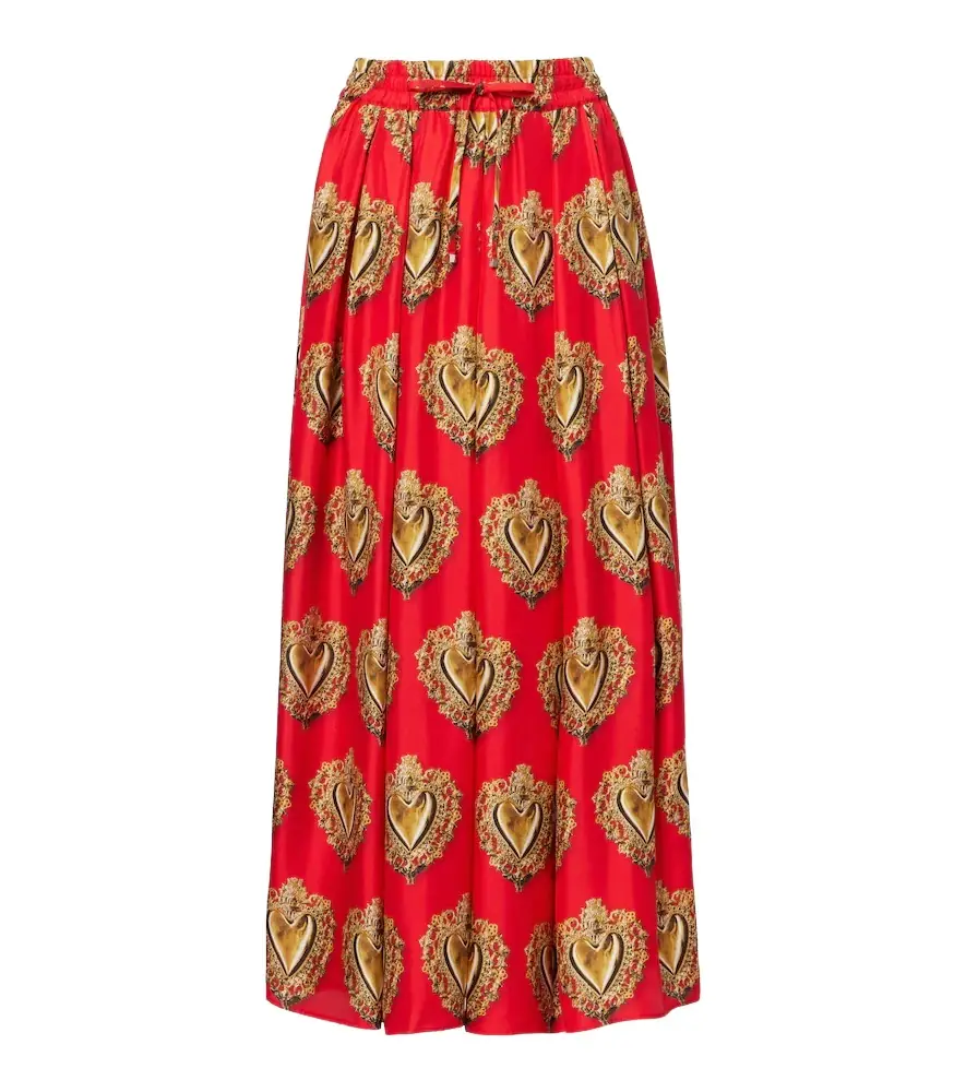Dolce & Gabbana Printed silk satin maxi skirt