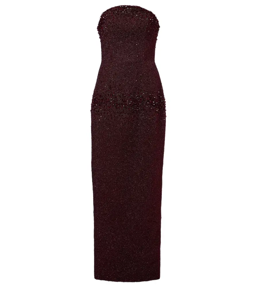 Clio Peppiatt Tina embellished strapless gown