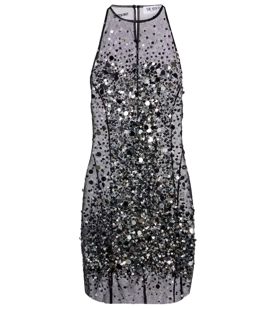 The Attico Sequined sheer minidress