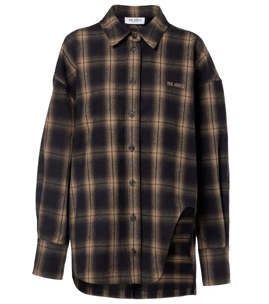 The Attico Checked oversized cotton flannel shirt