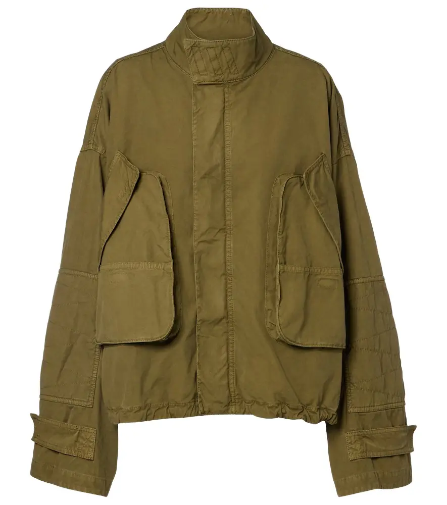 The Attico Leather-trimmed cotton jacket
