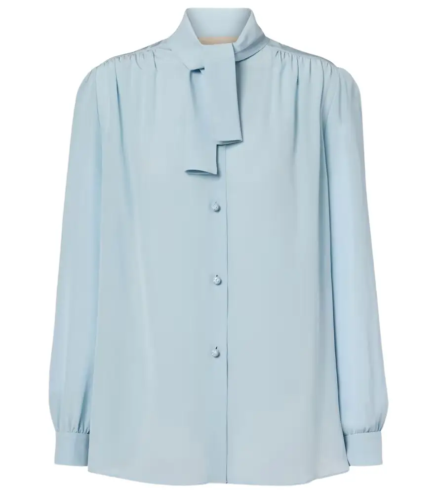Valentino Tie-neck silk crêpe de chine shirt