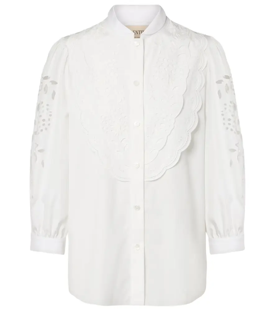Valentino Embroidered cotton poplin blouse